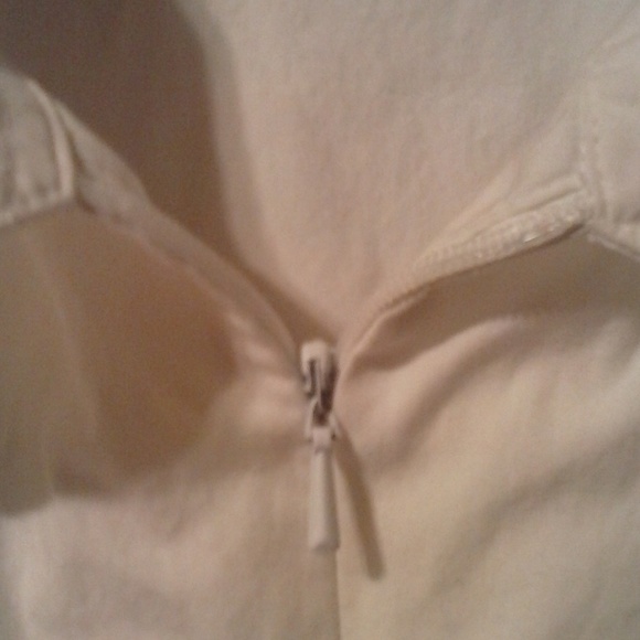 *WHITE HIDDEN ZIPPER UP 3/4 SLEEVE COLLAR SHIRT - Picture 3 of 6